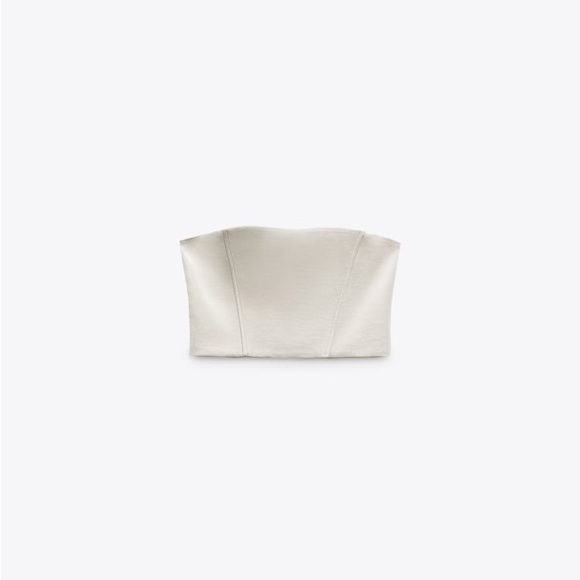 Zara Pearl Gray Satin Effect Crop Top - Picture 10 of 12